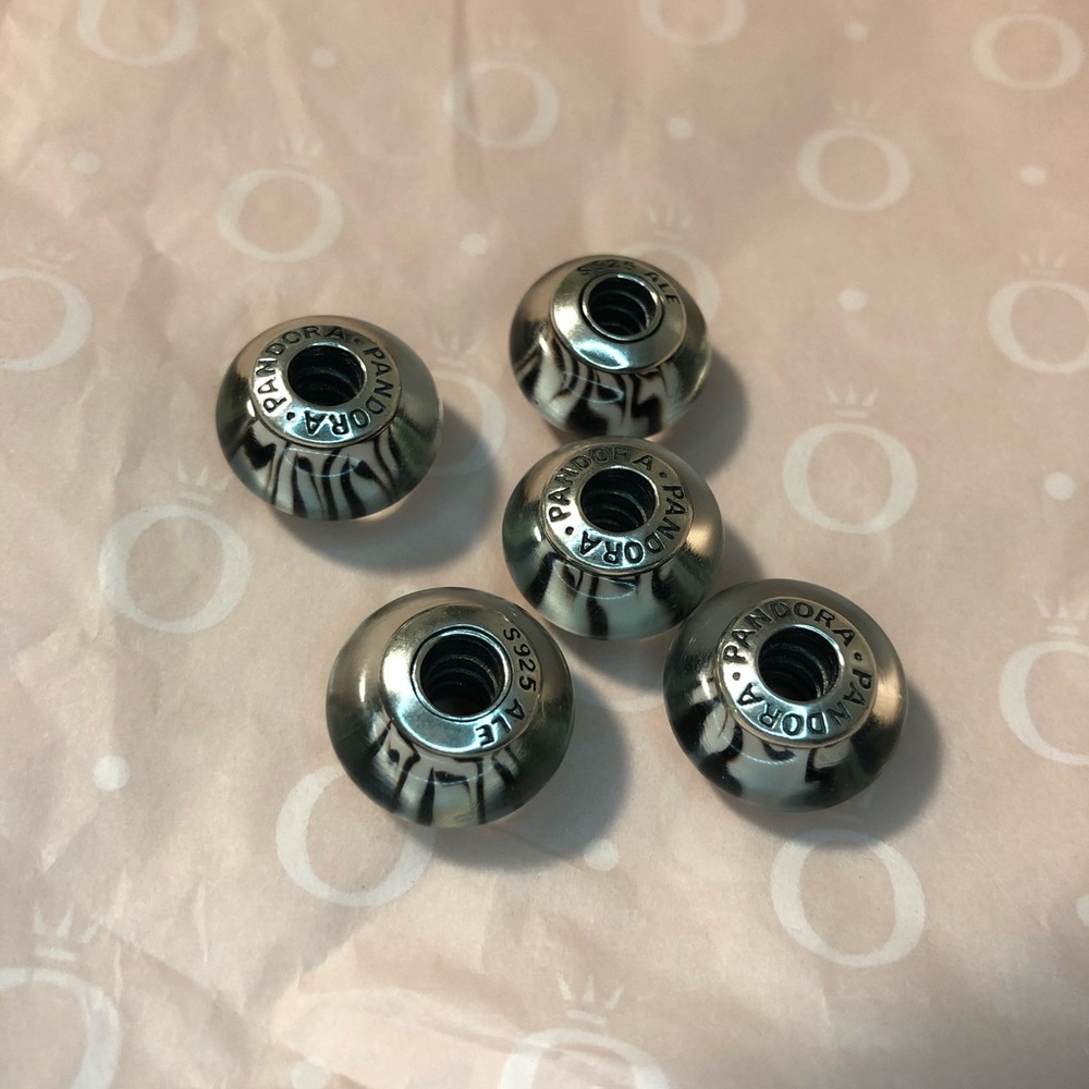 5 zebra print Pandora murano charms
